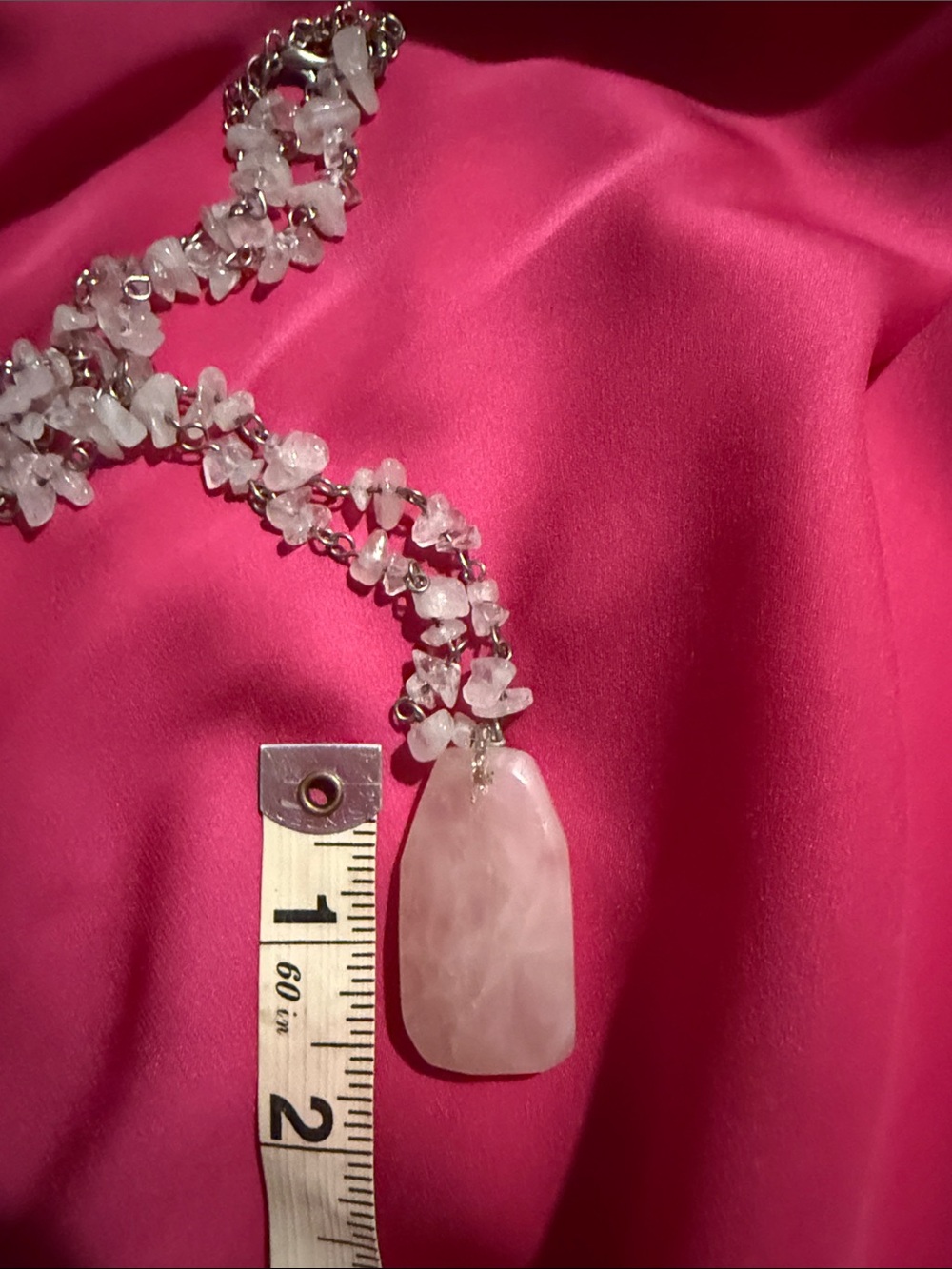 Rose Quartz Pendant Necklace in Pale Pink - Women Jewelry - Picture 7 of 8